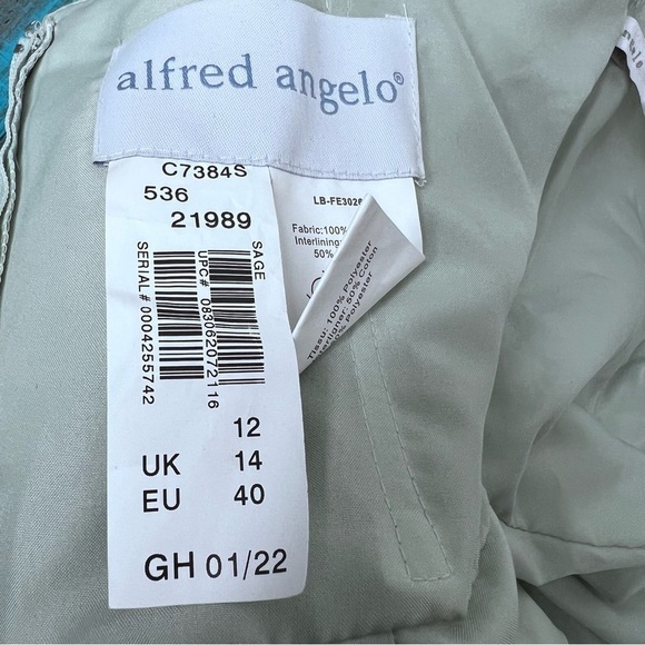 Alfred Angelo Green Strapless Dress Size 12 Cocktail Formal Black Tie - Picture 6 of 9